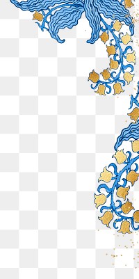 Floral border png art nouveau sticker, transparent background, remixed by rawpixel