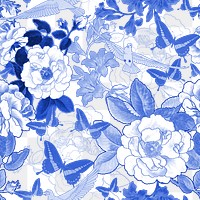 Blue rose png floral pattern sticker, transparent background, remixed by rawpixel