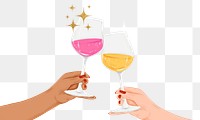 Clinking wine glasses png sticker, transparent background