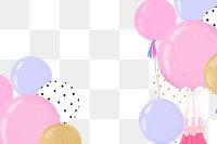 Birthday balloons png border sticker, transparent background