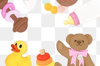 Kids toy png frame sticker, transparent background