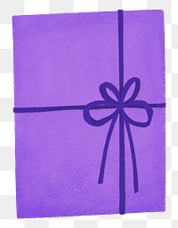 Purple birthday png gift box sticker, cute illustration, transparent background