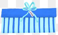 Blue birthday png gift box sticker, cute illustration, transparent background