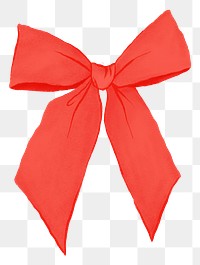 Red bow ribbon png sticker, cute party decoration, transparent background