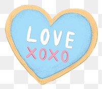 Love heart cookie png sticker, Valentine's xoxo graphic, transparent background