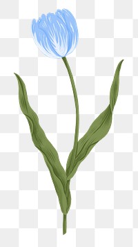 Blue tulip png flower sticker, transparent background