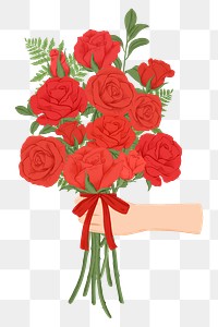 Rose rose bouquet png Valentine's sticker, transparent background