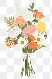 Flower bouquet png gift sticker, transparent background