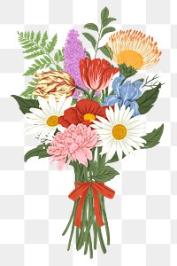 Flower bouquet png gift sticker, transparent background