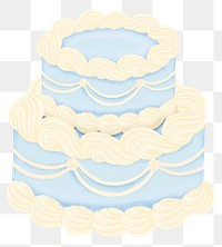 Blue wedding cake png sticker, celebration graphic, transparent background