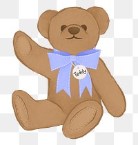 Teddy bear png sticker, cute plush toy graphic, transparent background