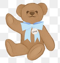 Teddy bear png sticker, cute plush toy graphic, transparent background