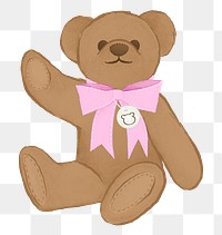 Teddy bear png sticker, cute plush toy graphic, transparent background