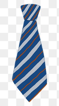 Blue striped necktie png sticker, apparel graphic, transparent background