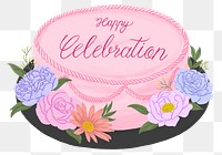 Happy celebration cake png sticker, dessert illustration, transparent background