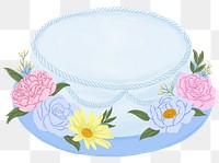 Blue birthday cake png sticker, floral dessert illustration, transparent background