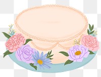 Beige birthday cake png sticker, floral dessert illustration, transparent background