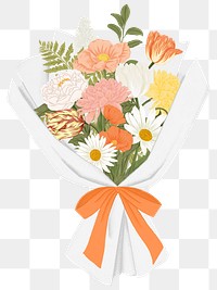 Flower bouquet png gift sticker, transparent background