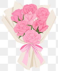 Pink rose bouquet png Valentine's sticker, transparent background