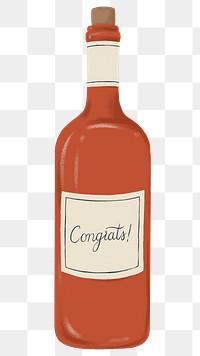 Wine bottle png sticker, celebration drink graphic, transparent background