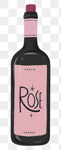 Rose wine bottle png sticker, celebration drink graphic, transparent background