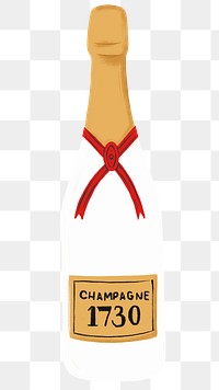 White champagne bottle png sticker, celebration drink graphic, transparent background