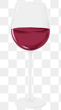 Red wine glass png sticker, celebration drink, transparent background