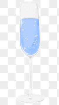 Blue champagne glass png sticker, celebration drink graphic, transparent background