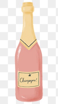 Cute champagne bottle png sticker, celebration drink graphic, transparent background