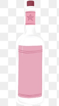 Pink wine bottle png sticker, celebration drink graphic, transparent background