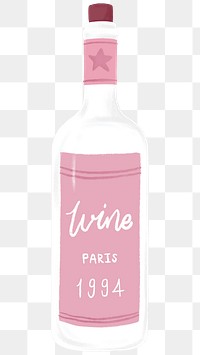 Pink wine bottle png sticker, celebration drink graphic, transparent background