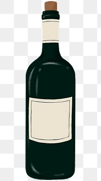 Green wine bottle png sticker, celebration drink graphic, transparent background