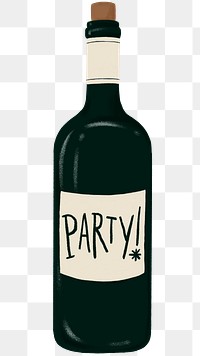 Green wine bottle png sticker, celebration drink graphic, transparent background