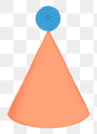 Orange cone hat png sticker, birthday accessory graphic, transparent background