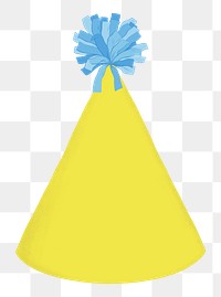 Yellow cone hat png sticker, birthday accessory graphic, transparent background