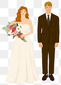 Bride png groom sticker, wedding illustration, transparent background
