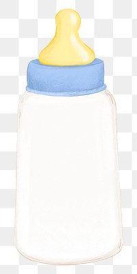 Blue baby bottle png sticker, object illustration, transparent background