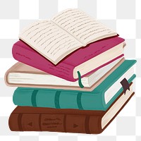 Book stack png education sticker, transparent background