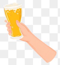 Hand raising png beer glass sticker, party illustration, transparent background