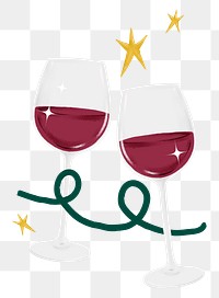 Clinking wine glasses png sticker, celebration drink, transparent background