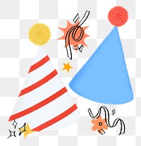 Birthday cone hats png sticker, party graphic, transparent background