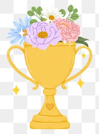 Gold trophy png award sticker, transparent background