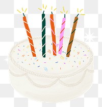 White birthday cake png sticker, celebration graphic, transparent background