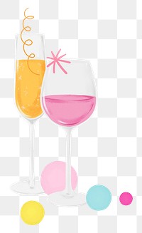 Party alcoholic drinks png sticker, celebration graphic, transparent background