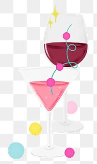 Party alcoholic drinks png sticker, celebration graphic, transparent background