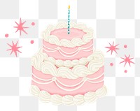 Pink birthday cake png sticker, celebration graphic, transparent background