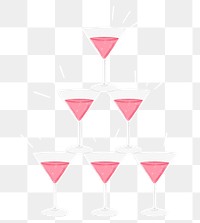 Martini glasses tower png sticker, celebration drinks graphic, transparent background