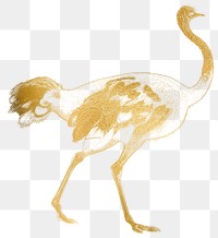 Gold ostrich png animal sticker, transparent background