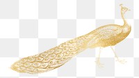 Gold peacock png bird sticker, transparent background