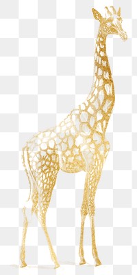 Gold giraffe png animal sticker, transparent background